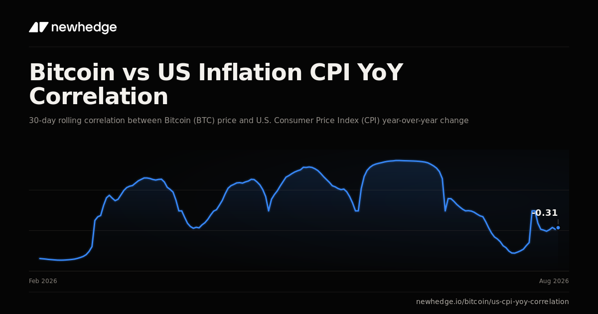Bitcoin vs US Inflation CPI YoY Correlation Chart | Newhedge